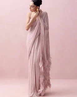 Pink Pre-Stitched Swarovski Sari