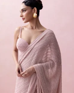 Pink Pre-Stitched Swarovski Sari