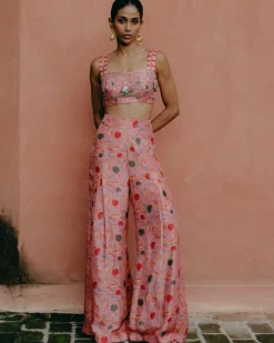 Pink Printed & Intricately Embroidered Co-Ord Set