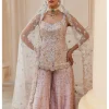 Pink Raw Silk Mirror Sharara Set