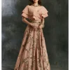 Pink Sequin Jaal Lehenga With Frill Blouse