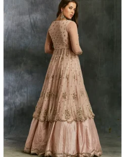 Pink Sequin Net With Pink Silk Skirt
