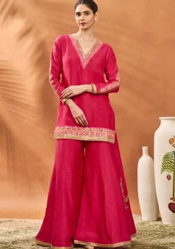 Pink Trikone Sharara Set