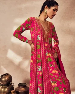Pink Tropical Rhapsody Anarkali Set