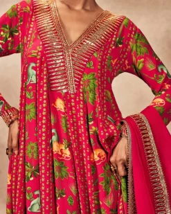 Pink Tropical Rhapsody Anarkali Set