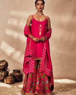 Pink Tropical Rhapsody Sharara Set