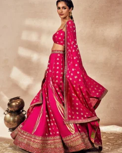 Pink Whispering Lily Lehenga Set