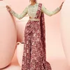 Pistachio Abstract Floral Palazzo Sari