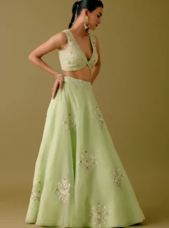 Pistachio Green Dori And Sequins Embroidered Lehenga Set