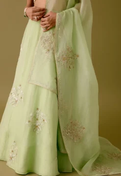 Pistachio Green Dori And Sequins Embroidered Lehenga Set