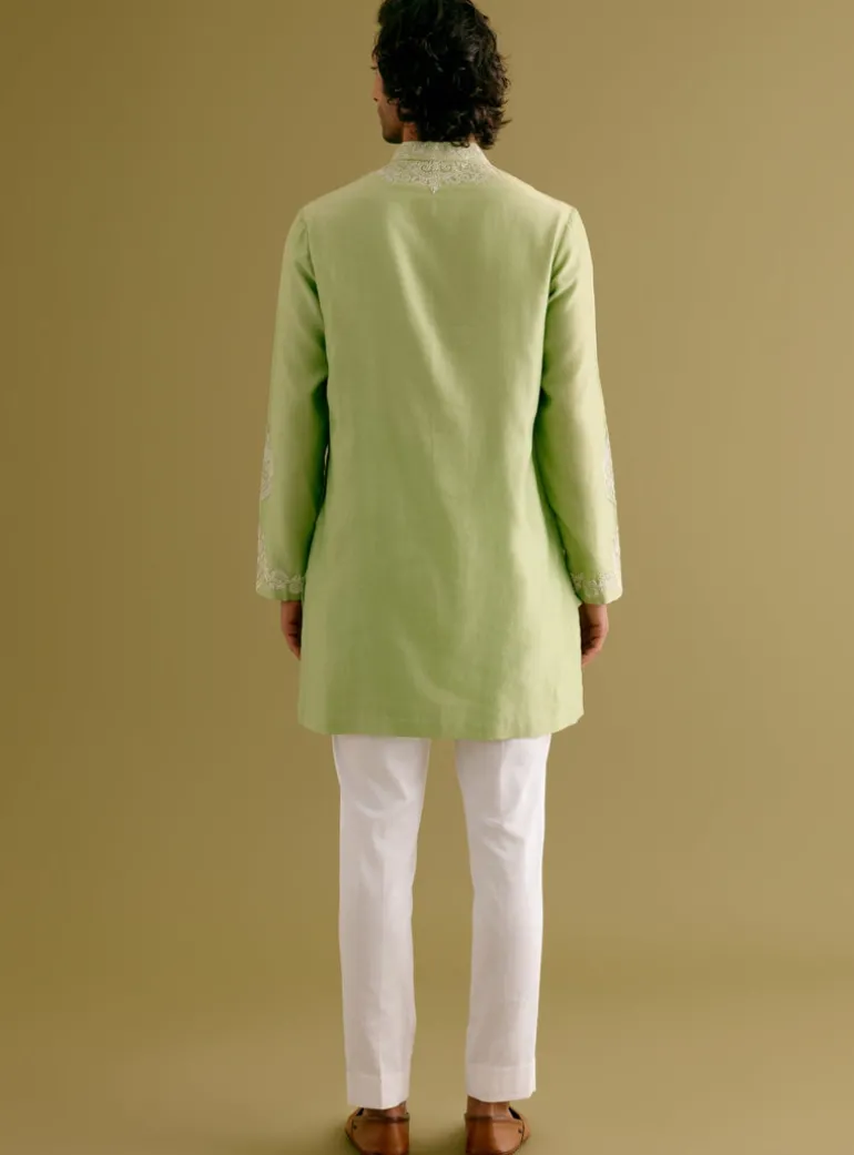Pistachio Green Dori Embroidered Kurta Set