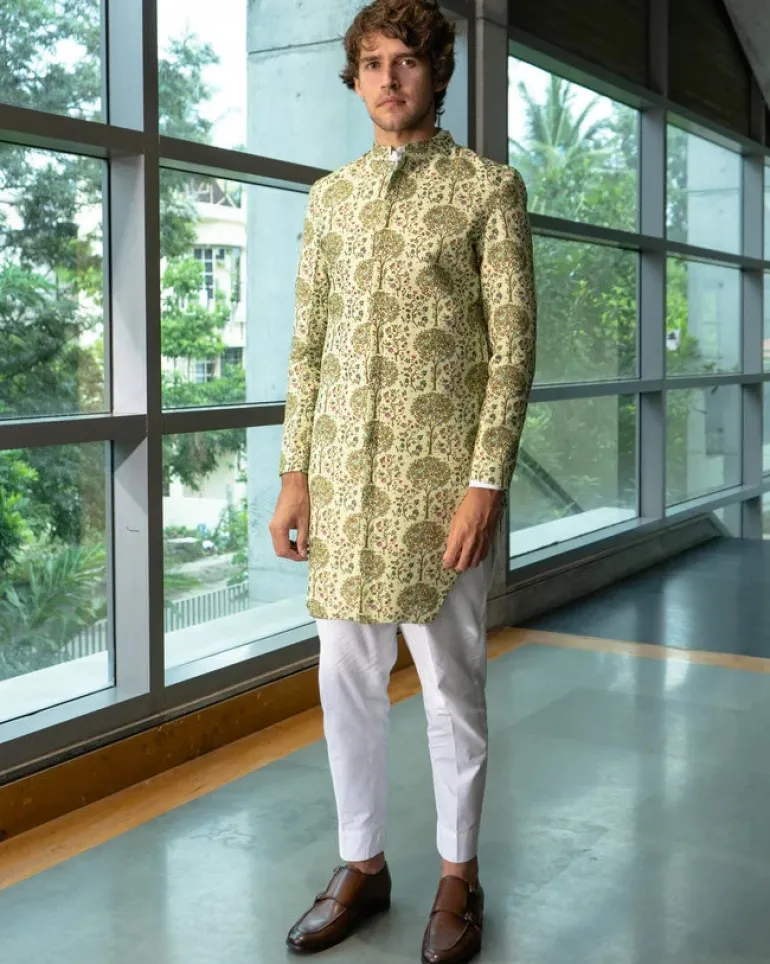 Pistachio Tree Of Life Achkan Set