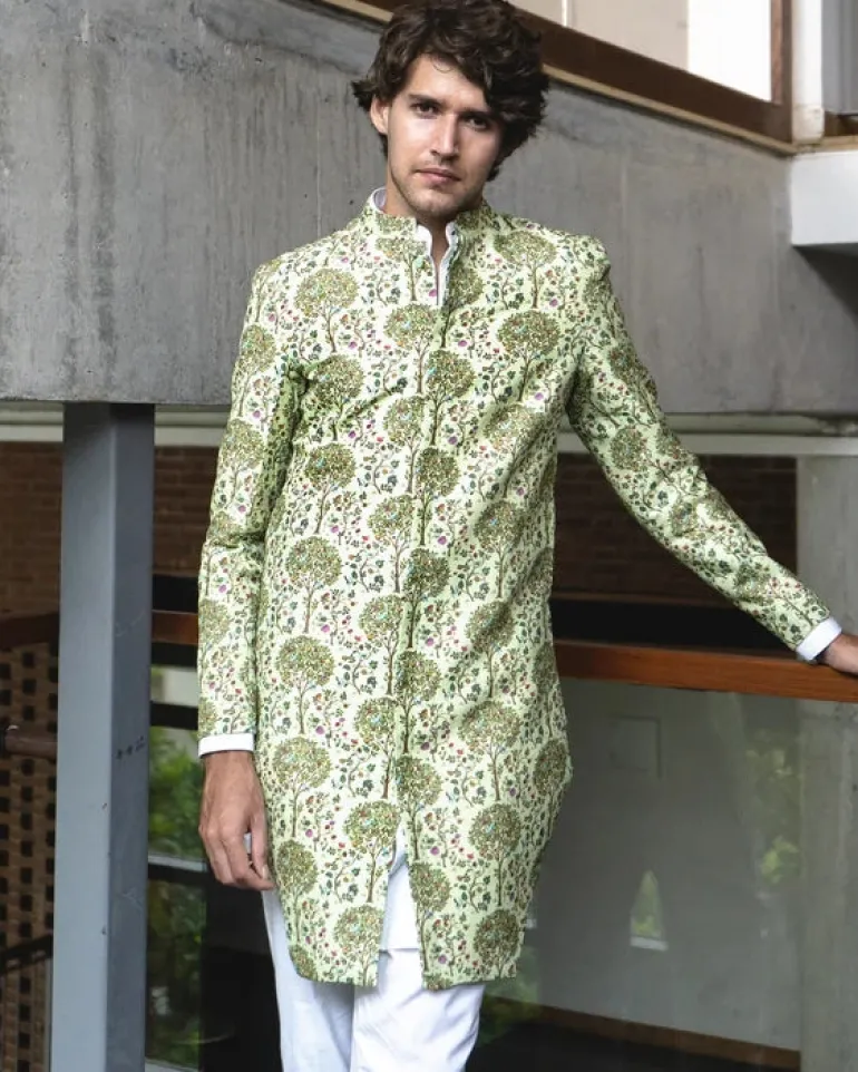 Pistachio Tree Of Life Achkan Set