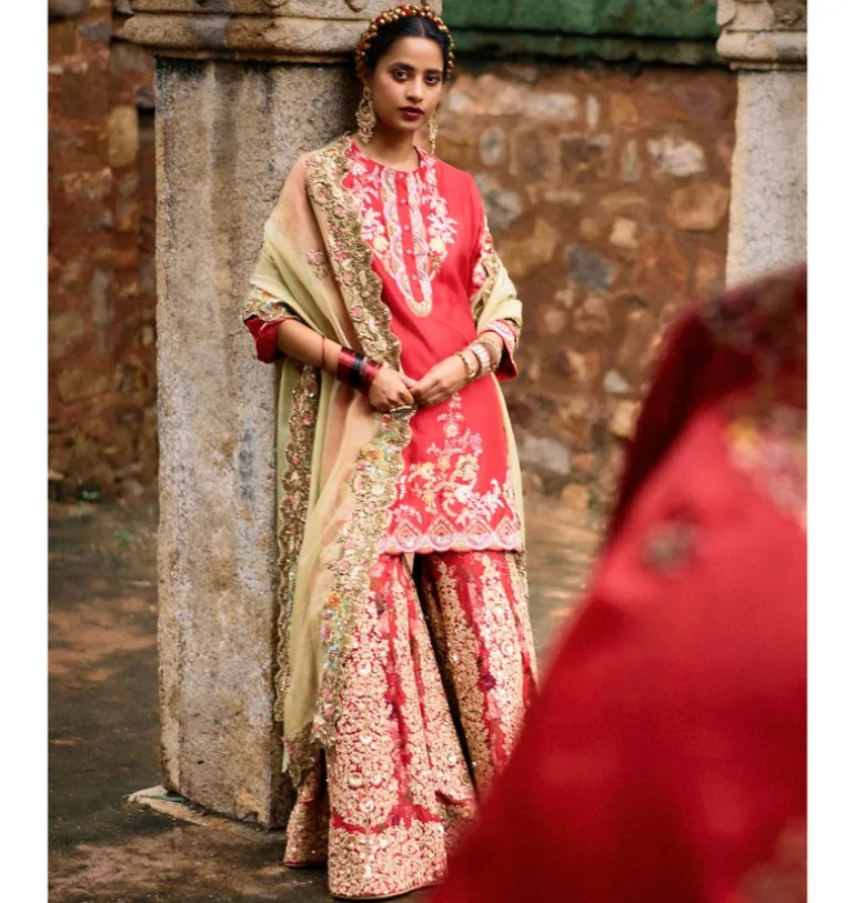Pitta Tikri Sunflower Sharara Set