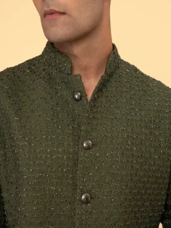 Plant Highlighted Sherwani Set