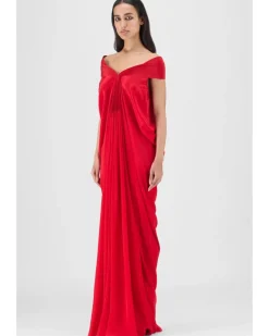 Pleated Cowl Dress