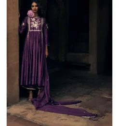 Plum Modal Silk Anarkali Set
