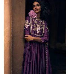 Plum Modal Silk Anarkali Set