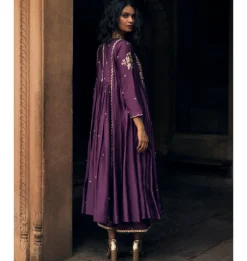 Plum Modal Silk Anarkali Set