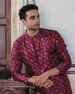 Plum Printed Kurta Set