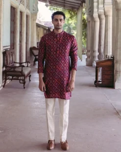 Plum Printed Kurta Set