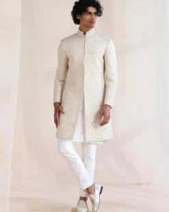 Pooran Ivory Embroidery Sherwani