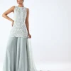 Powder Blue Embroidered Peplum & Sharara Set