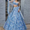 Powder Blue Floral Lehenga Set