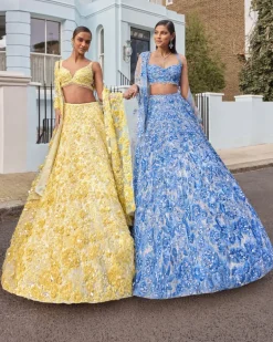 Powder Blue Floral Lehenga Set