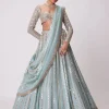 Powder Blue Linear Embroidered Lehenga Set