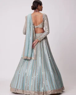 Powder Blue Linear Embroidered Lehenga Set