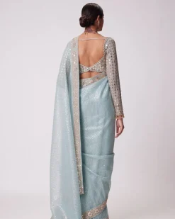 Powder Blue Organza Sari Set