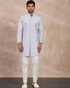 Powder Blue Pink Kairos Foe Kurta Set
