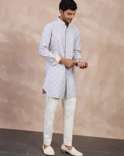 Powder Blue Pink Kairos Foe Kurta Set