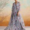 Powder Blue Printed Drape Dress