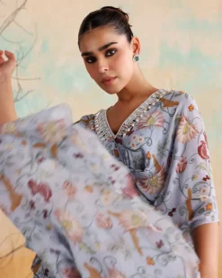 Powder Blue Printed Drape Dress