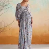 Powder Blue Printed Embellished Kaftan