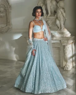 Powder Blue Sequin Lehenga Set