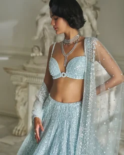 Powder Blue Sequin Lehenga Set