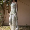Powder Grey Off Shoulder Bootie Kurti And Sharara Set