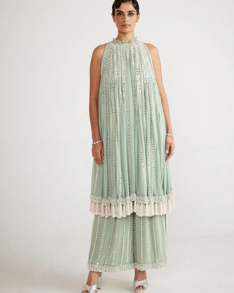 Powder Mint Green Chandelier Drop Kurta Set