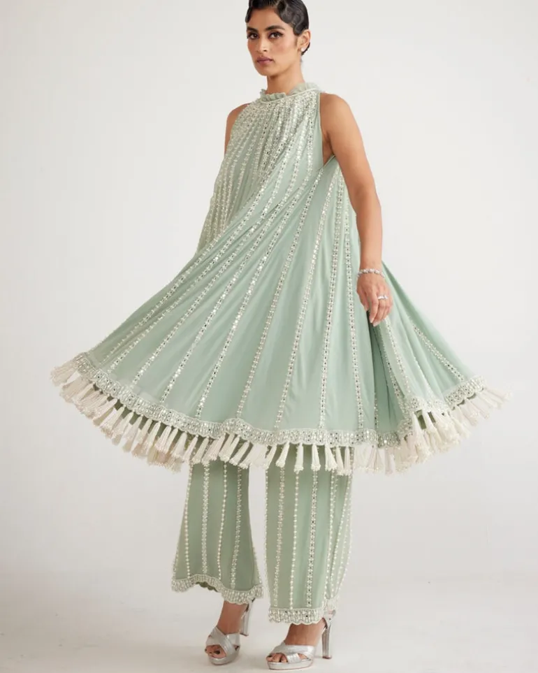 Powder Mint Green Chandelier Drop Kurta Set