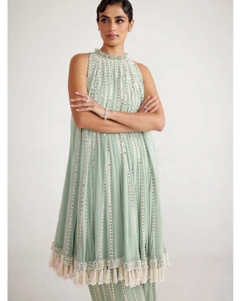 Powder Mint Green Chandelier Drop Kurta Set
