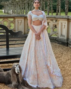 Powder Peach Peal Lehenga Set
