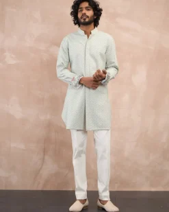 Powder Pink & Sea Green Inara 3.0 Straight Nehru Jacket Set