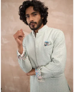 Powder Pink & Sea Green Inara 3.0 Straight Nehru Jacket Set