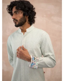 Powder Pink & Sea Green Inara 3.0 Straight Nehru Jacket Set