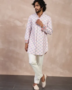 Powder Pink Blue Kairos Foe Kurta Set