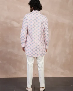 Powder Pink Blue Kairos Foe Kurta Set