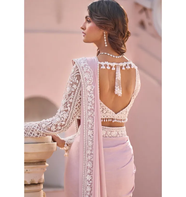 Powder Pink Draped Dori Sari